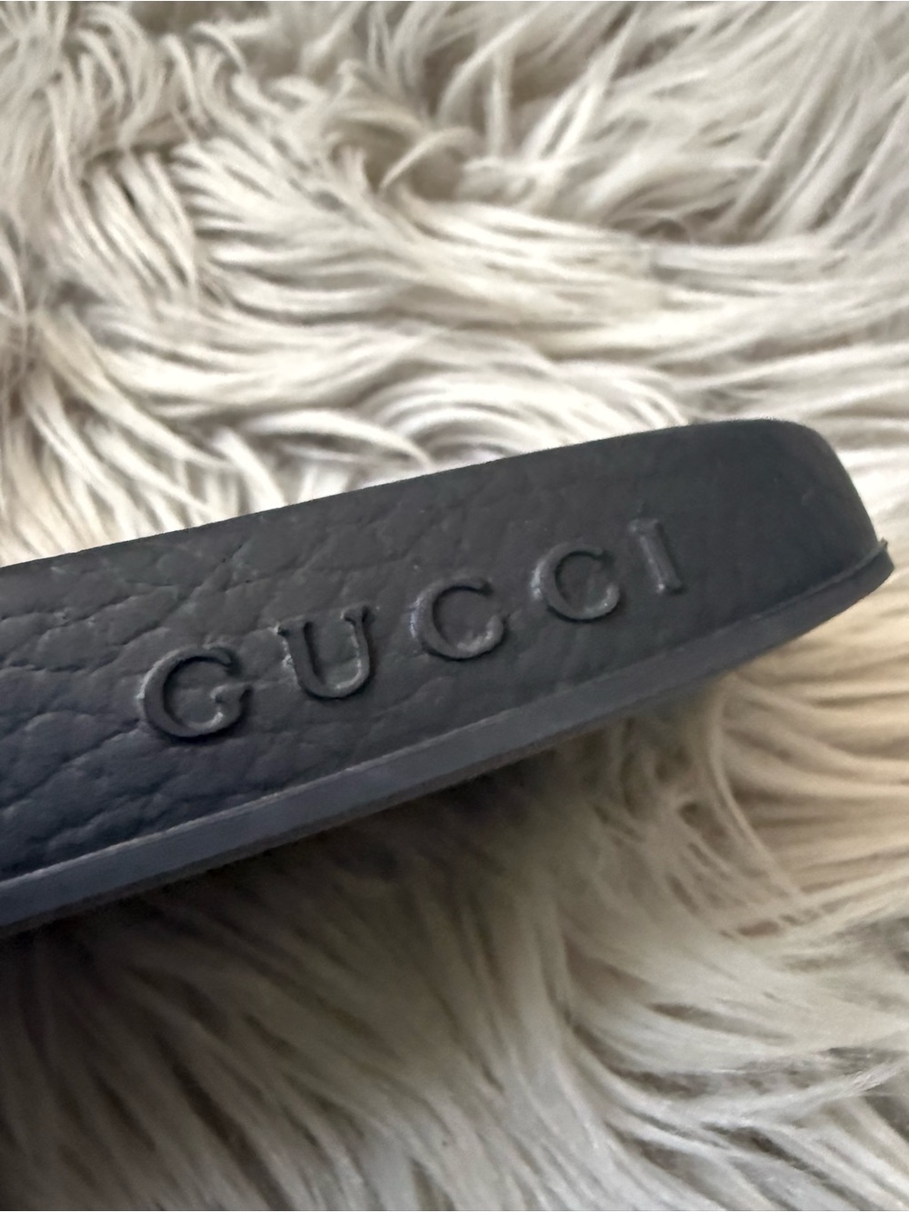 GUCCI Nappa Miro Soft Calfskin Women Interlocking G Slide Sandals 37 Black White - Picture 9 of 14